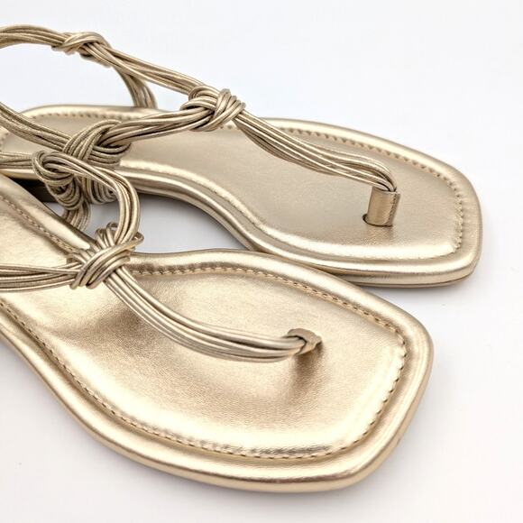 Vince Deja Slip On Slingback Thong Sandals Metallic Gold Size US6.5M EU36.5 - Picture 10 of 11